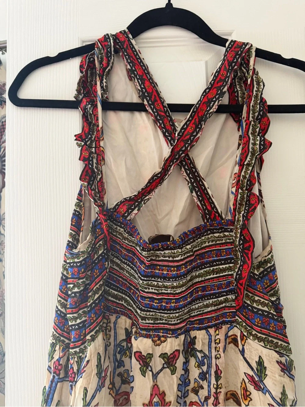 Boho Floral Maxi Dress in Cream with Multicolor Embroidery - Picture 2 of 3